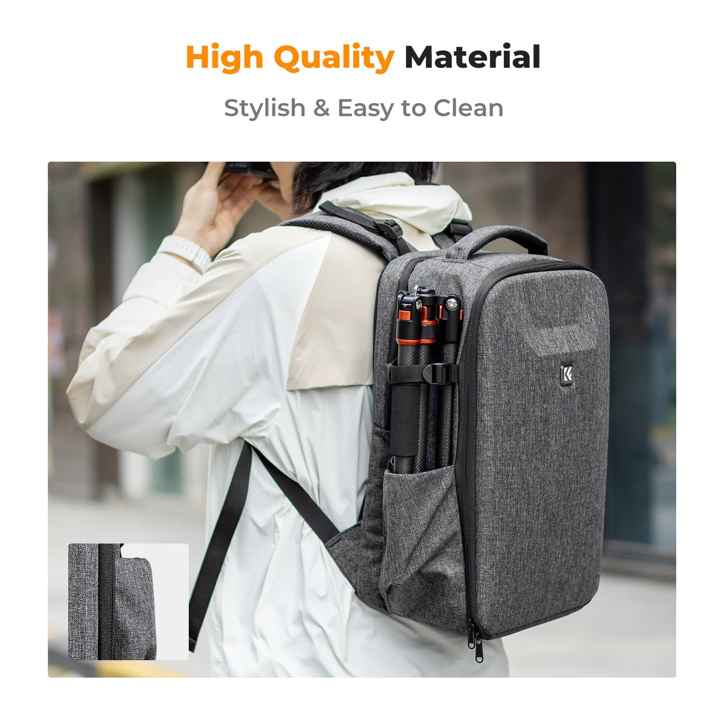 K&F CONCEPT camera backpack photo backpack with hard shell camera bag with 15.6 inch laptop compartment and rain cover, backpack for drones - KF13.134V4