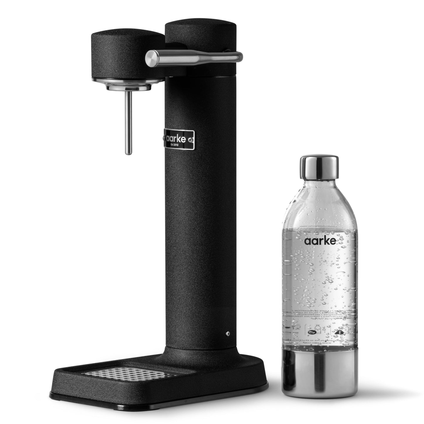 Aarke Carbonator 3, stainless steel sparkling water maker in a modern matt black finish with BPA-free 1L PET bottle, sparkling water maker for tap water, compatible with 60L CO2 cylinders - AAC3-Matte