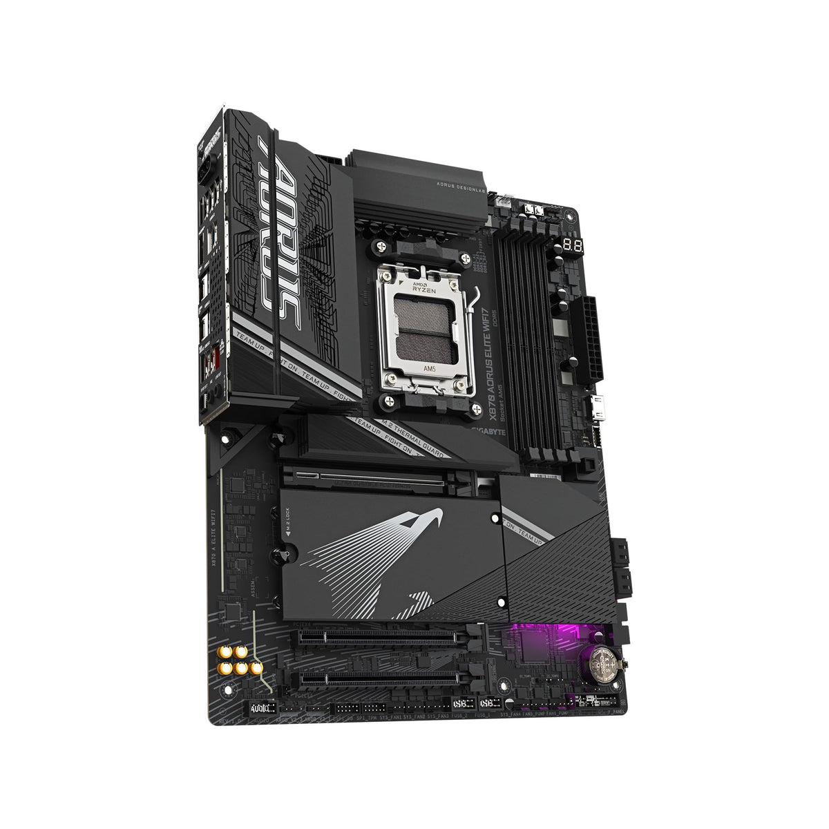 GIGABYTE X870 AORUS Elite WIFI7 Mainboard - Supports AMD Ryzen 9000 CPUs, 16+2+2 Phase VRM, up to 8000MHz DDR5 (OC), 3xPCIe 5.0 + 1xPCIe 4.0, Wi-Fi 7, 2.5GbE LAN, USB 4