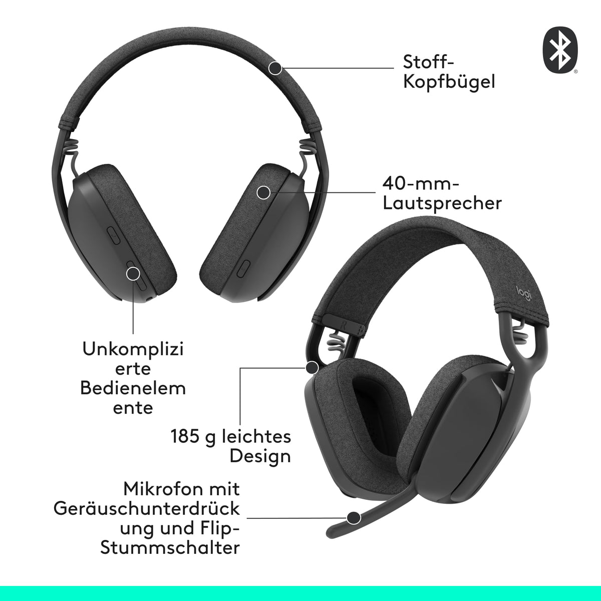 Logitech Zone Vibe 100 Lightweight Wireless Over-Ear Headphones - 981-001213