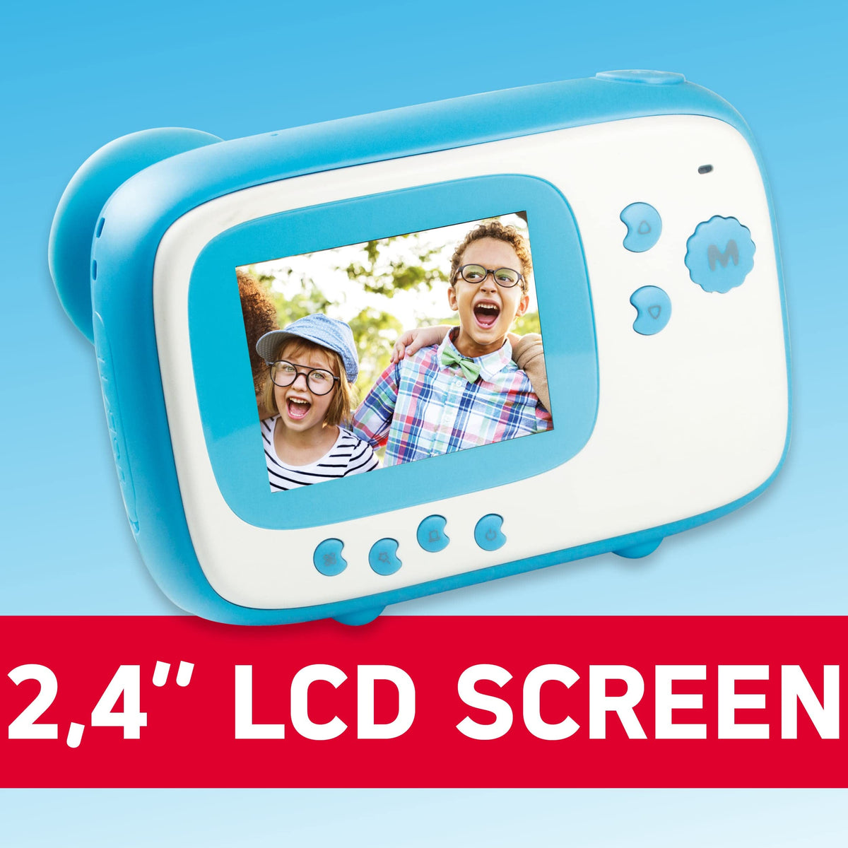 AGFA Photo Realikids Instant Cam + 6 rolls of thermal paper, ATP3WH – Instant camera for kids, 2.4-inch LCD display, lithium battery, selfie mirror, and photo filters – Blue - BARKICBL2