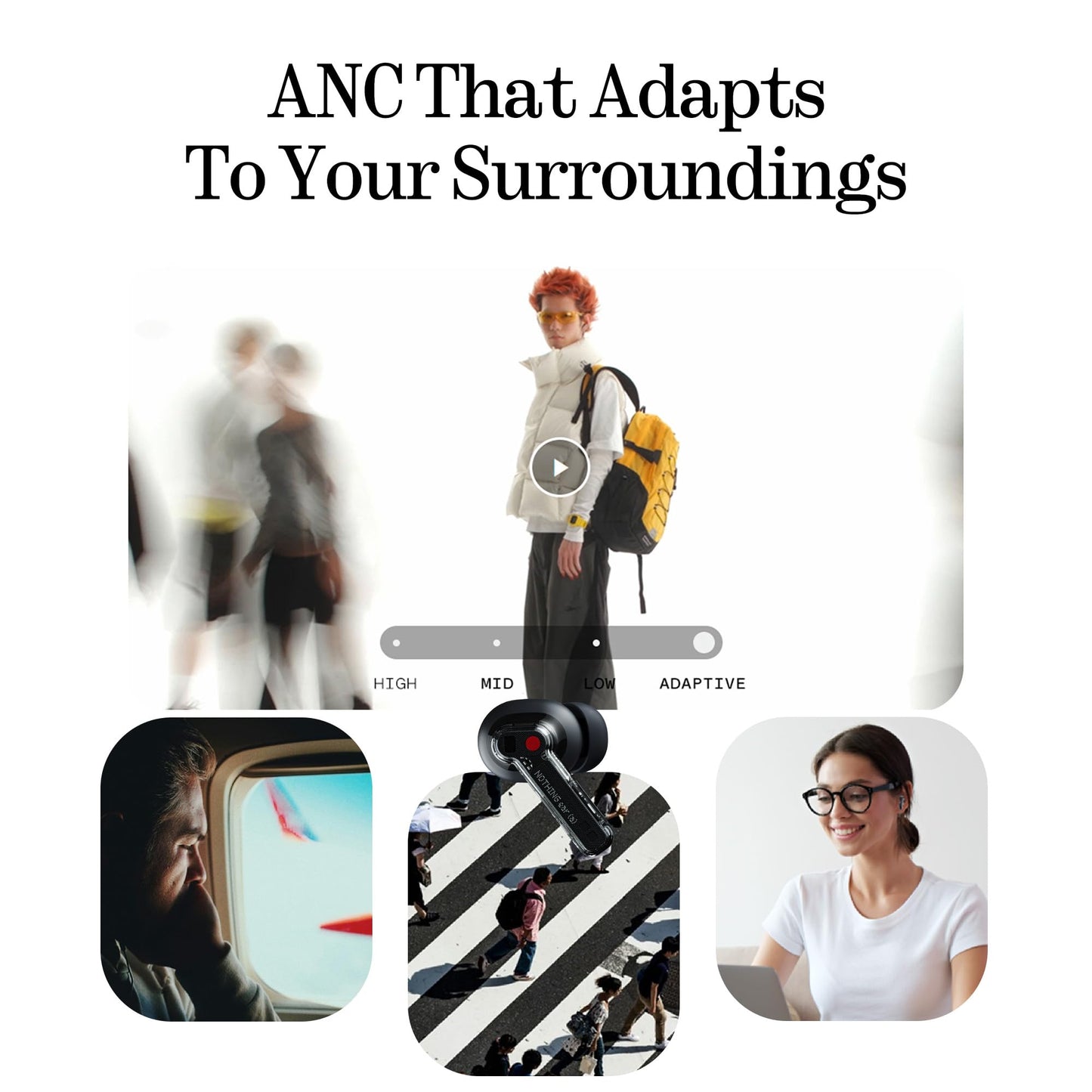 Nothing Ear (a) wireless Bluetooth headphones with ANC, bass enhancement algorithm and up to 42.5 hours of playback time - black - NOTHING