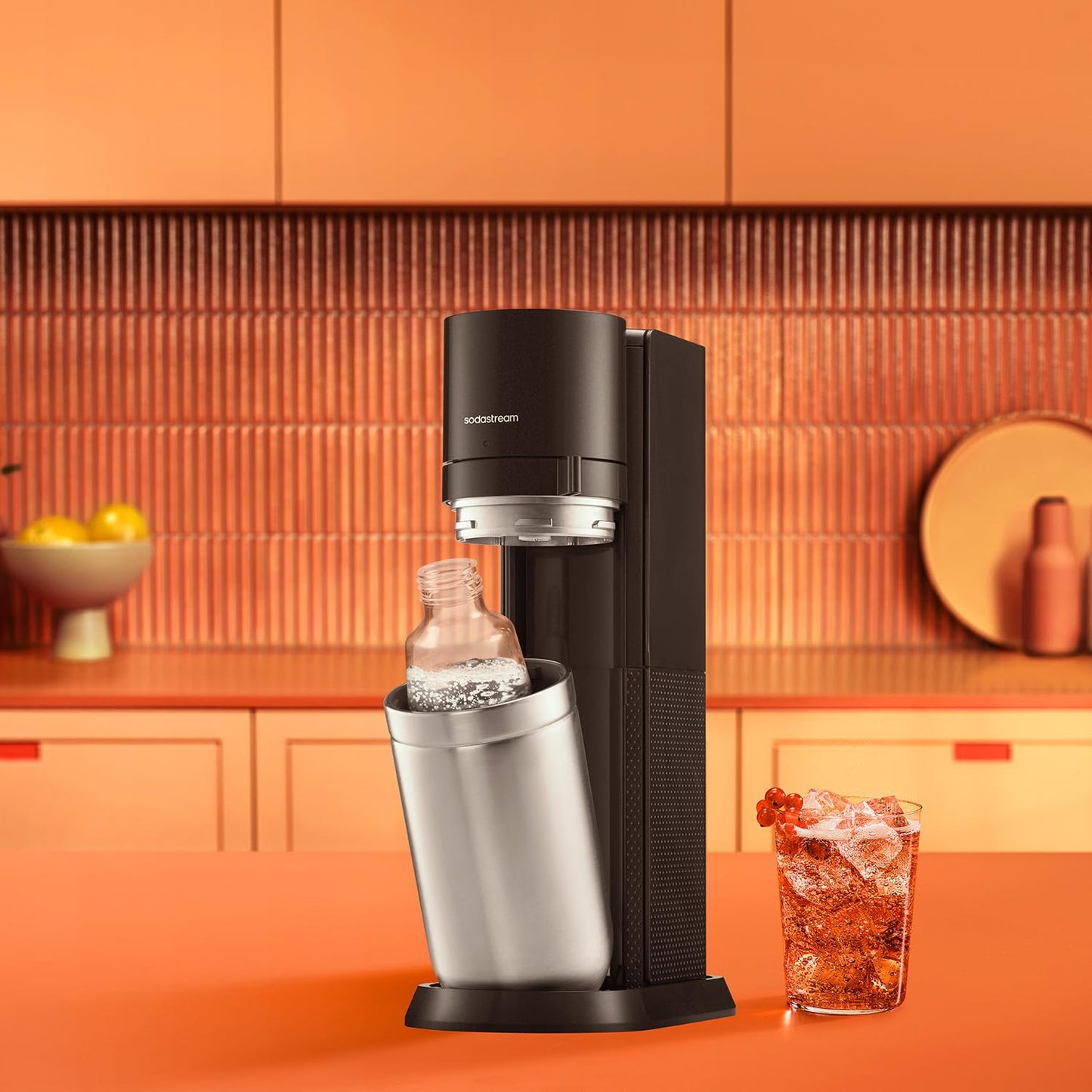 SodaStream water soda maker duo with CO2 cylinder, 2x glass bottles and 2x 1L dishwasher-safe plastic bottles, white, height: 44 cm - 1016814491