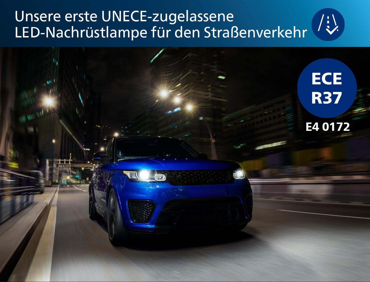 Philips Ultinon Pro6000 Boost H11-LEDr headlight bulb with street approval*, UNECE-R37 approval with E-mark, +400% brighter light** - 3079594