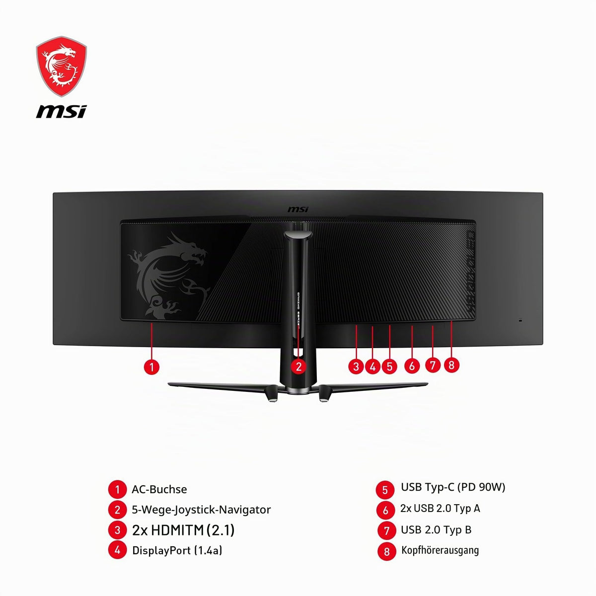 MSI MPG 491CQPA QD-OLED 49-Inch DQHD Curved Gaming Monitor 1800R, 5120 x 1440 Quantum Dot OLED Panel, 144 Hz / 0.03 ms, 99% DCI-P3, ΔE≤2, DisplayHDR True Black 400, KVM–DP 1.4a, HDMI 2.1, USB Type C - 4711377389587