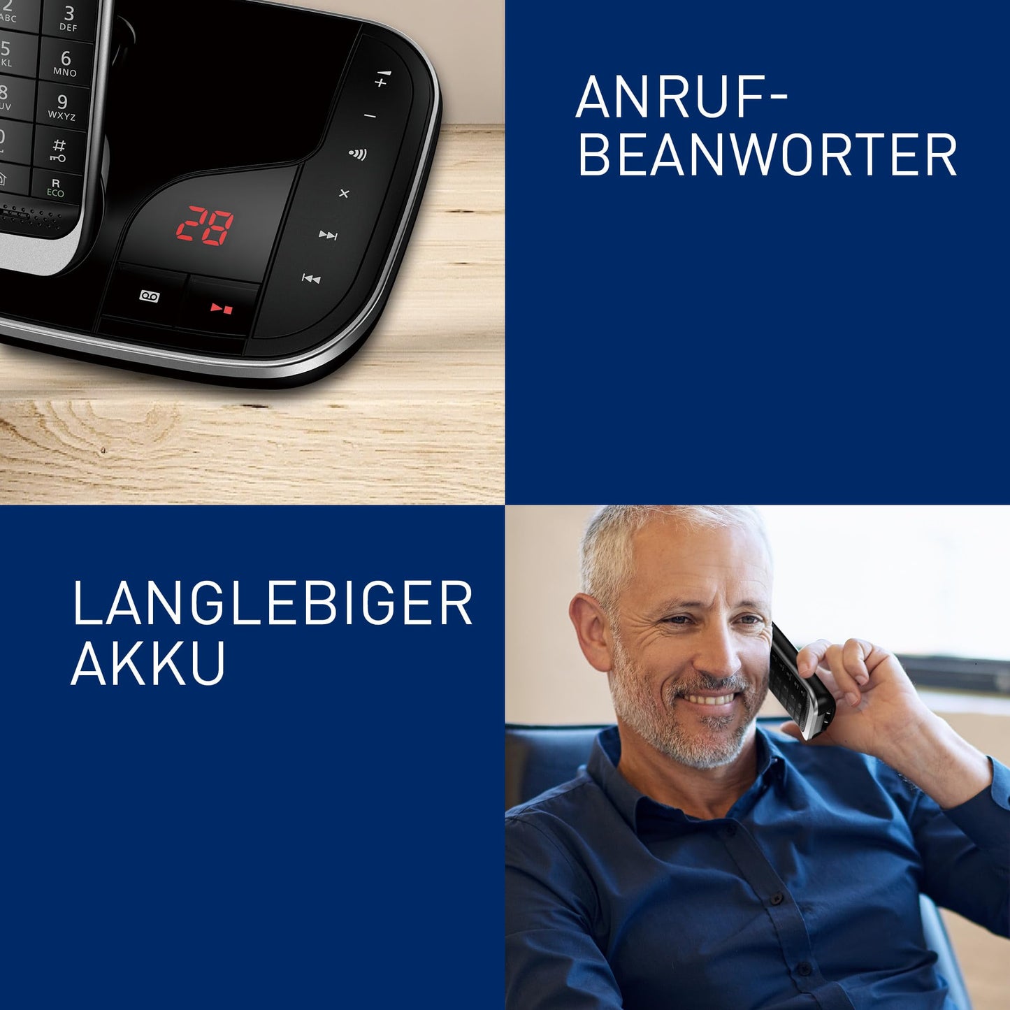 Panasonic KX-TGJ320GB cordless telephone with answering machine, hands-free system, color LCD, DECT security, low radiation, long-lasting battery, black