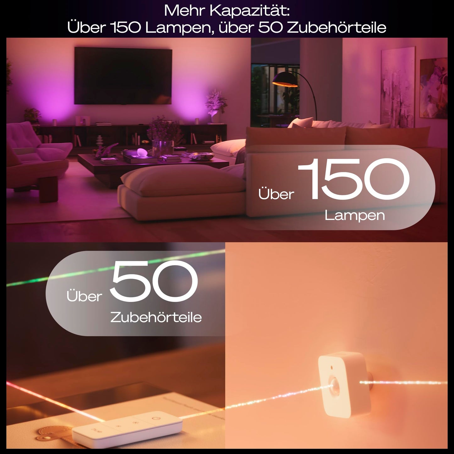 Philips Hue Bridge Pro, Smart Home Hub for Lighting, Wireless, Supports 150+ Lamps and 50+ Accessories, Light Control Compatible with Apple Home, Alexa, Google Assistant & Samsung SmartThings - 929003582607