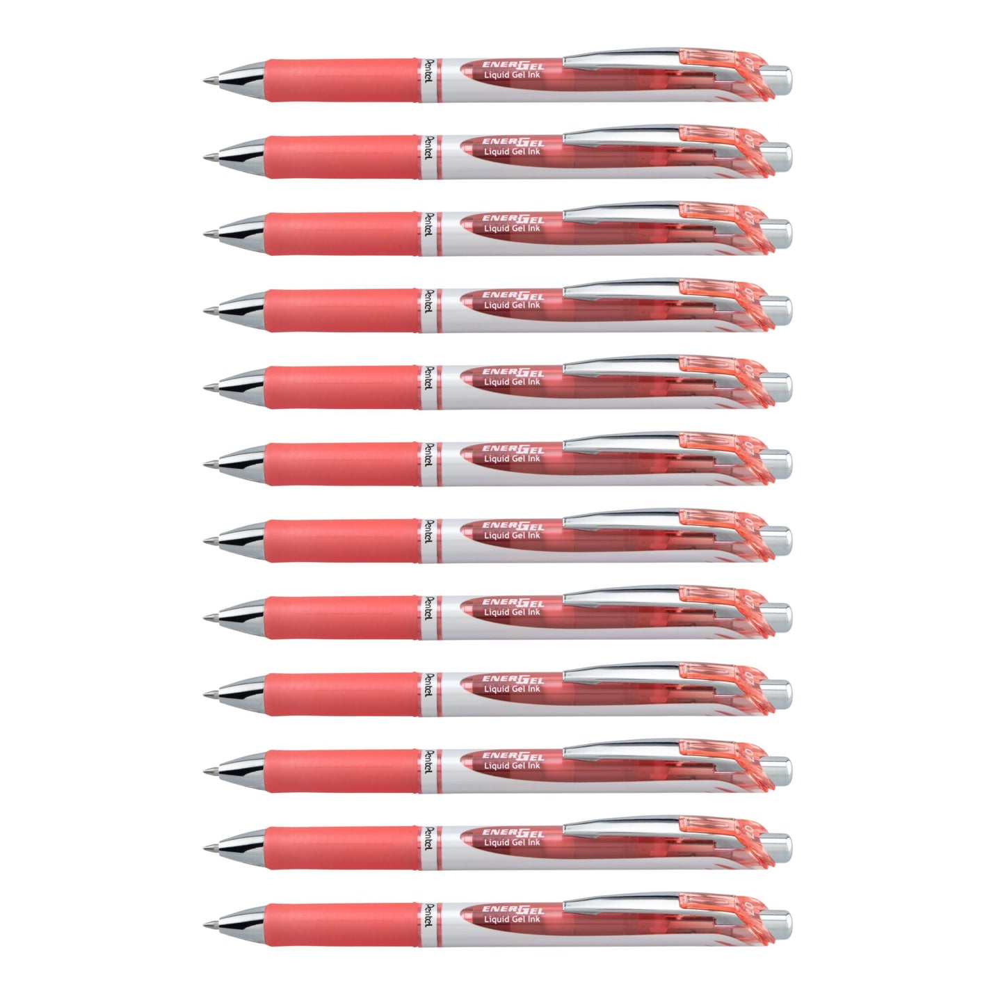 Pentel EnerGel XM BL77 gel pen with push mechanism, coral (pack of 12) - BL77-P3X-VE