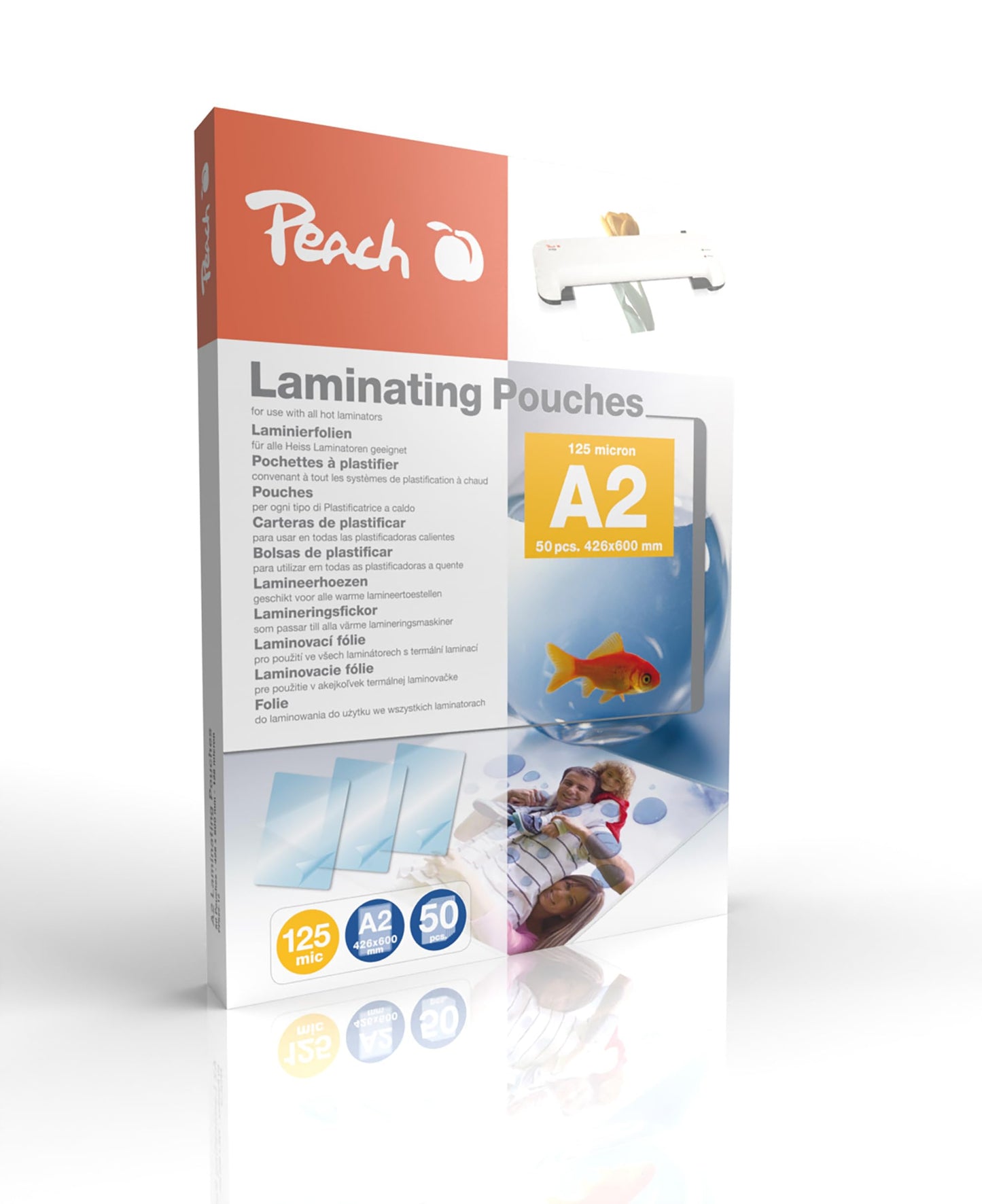 Peach laminating pouches A2 50 pieces 2 x 125 mic (250 µm) glossy - ultra strong - PP525-12