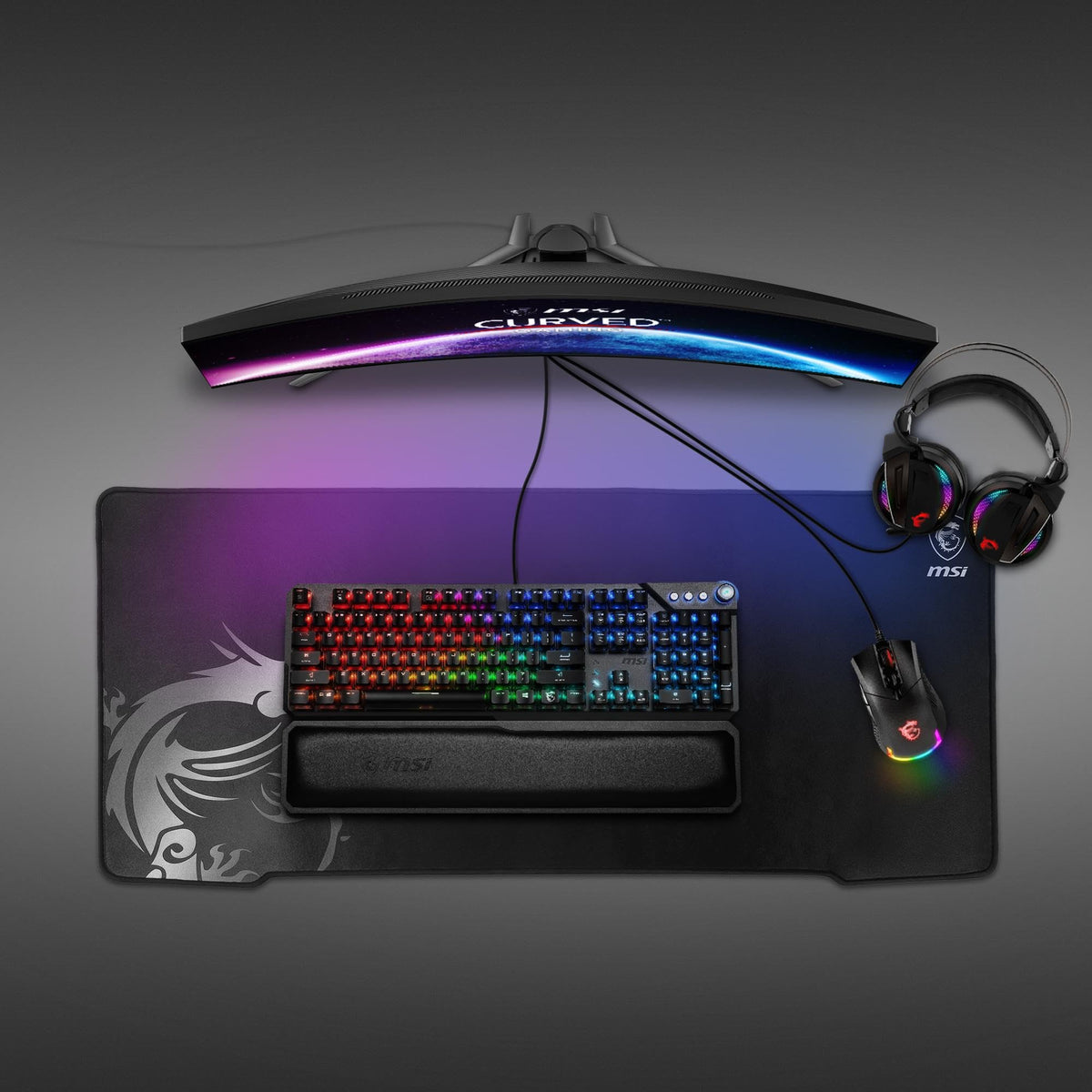 MSI Agility GD70 - XL Mousepad pentru gaming, suprafață de joc cu textură de mătase, margini moi și cusute, bază antiderapantă - 900 x 400 x 3 mm - J02-VXXXXX1-EB9