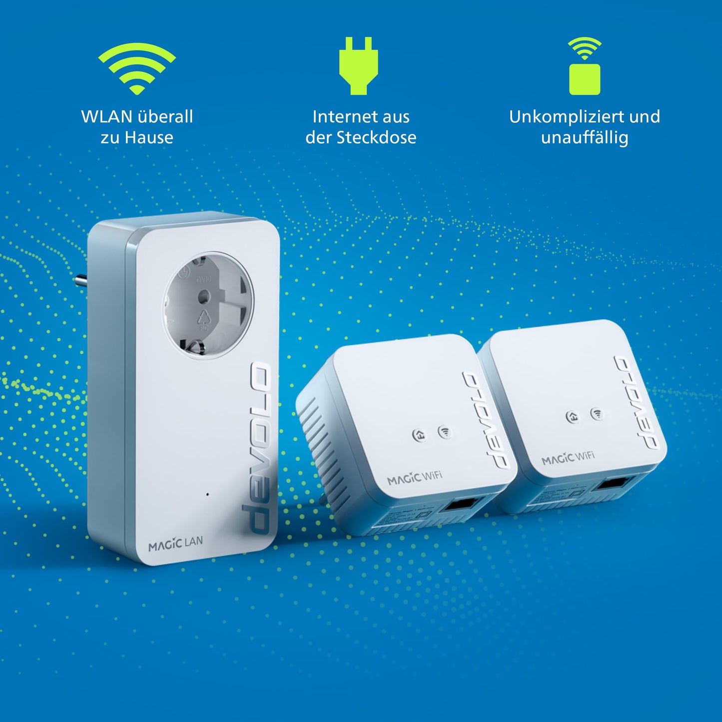 devolo Magic 1 WiFi mini Multiroom Kit, WiFi powerline adapter, up to 1,200 Mbit/s, WiFi amplifier, 1x LAN connection, dLAN 2.0, white - 8578