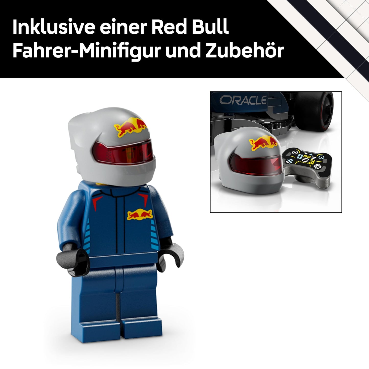 LEGO Speed Champions Oracle Red Bull Racing RB20 F1 racing car - model for adults with Formula 1 minifigure to collect - display piece and gift for fans of motorsports & racing cars 77243