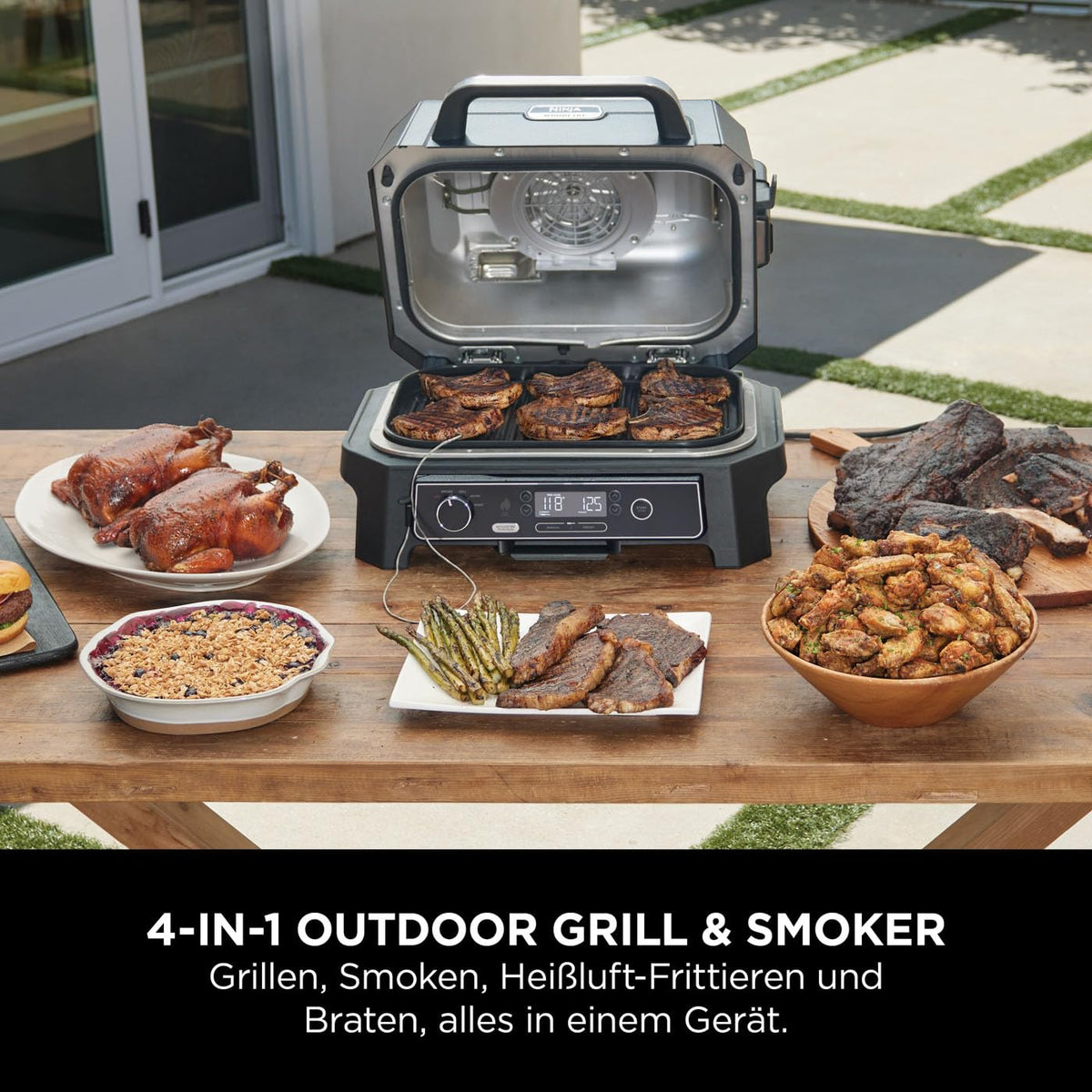 Ninja Woodfire Pro XL Electric Grill, Woodfire Pellets, Weatherproof, OG850EU