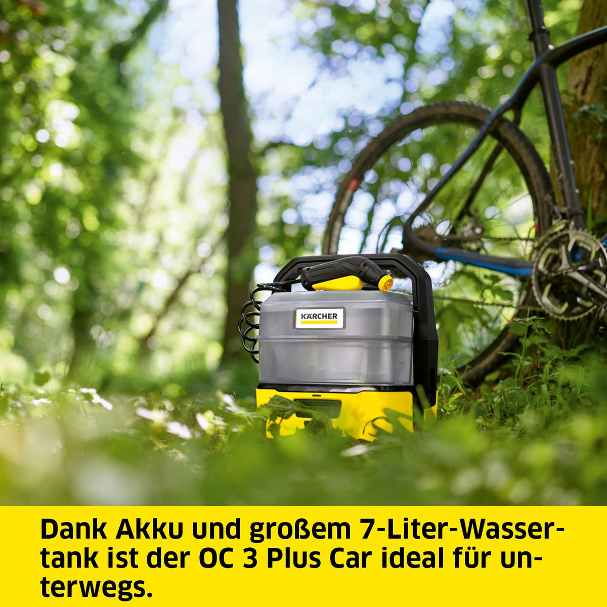 Kärcher Mobile Outdoor Cleaner OC 3 Plus Car (with car adapter for operation via car battery, extra large water tank volume: 7 l, lithium-ion battery, gentle low pressure) - 1.680-034.0