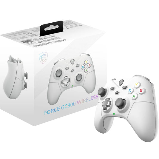 MSI FORCE GC300 WIRELESS WHITE PC Gamepad Controller - 2.4 GHz, Bluetooth, USB Type-C to A - wired/wireless, 600mAh Li-Ion battery (20h), interchangeable D-pad covers, two vibration motors - 500414553