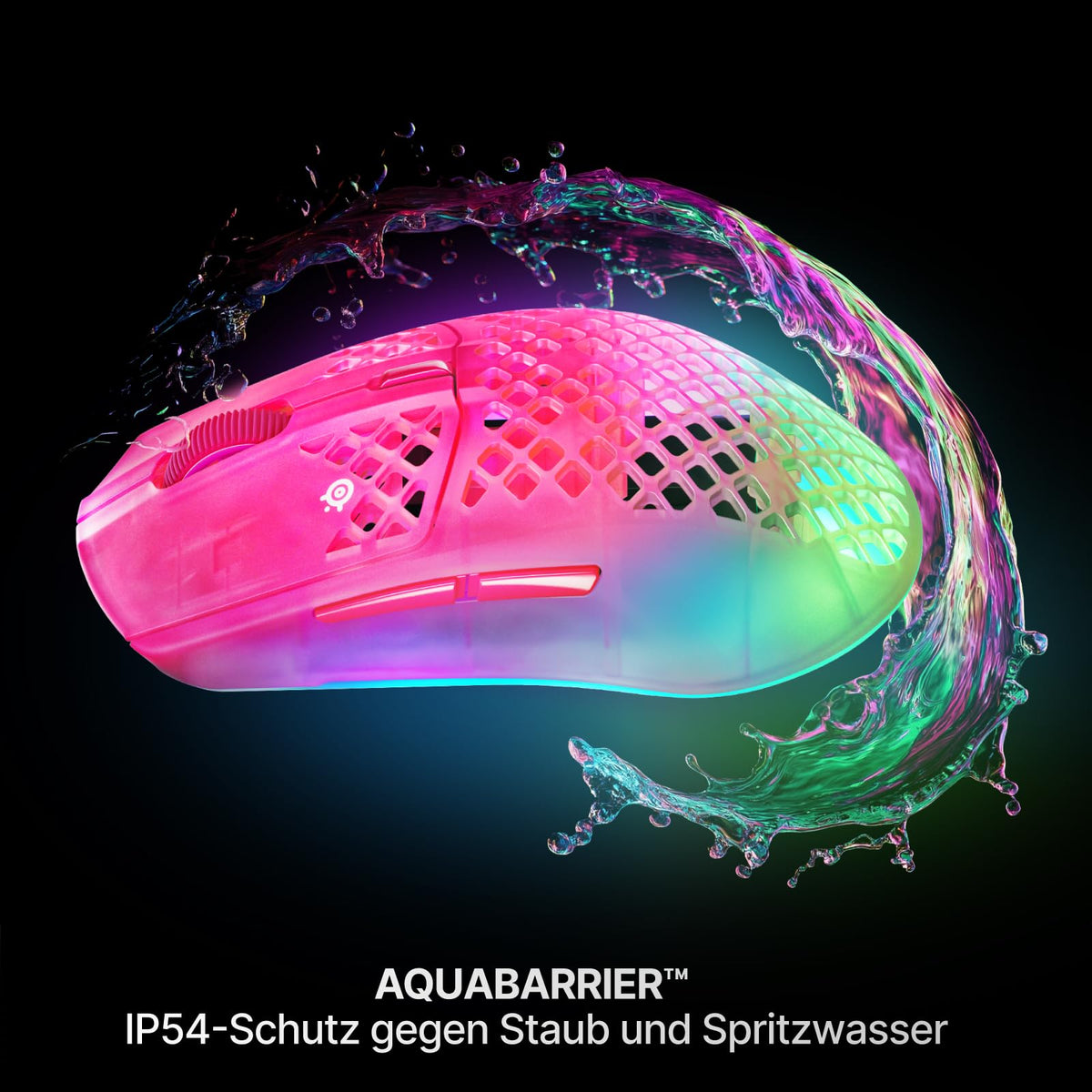 SteelSeries Aerox 3 Wireless Gen 2 – Ultra-light 68g gaming mouse, 4K polling rate, 26K DPI optical sensor, 200 hours battery life, IP54, 80 million clicks, RGB, pure PTFE glide feet, Magenta - 62716