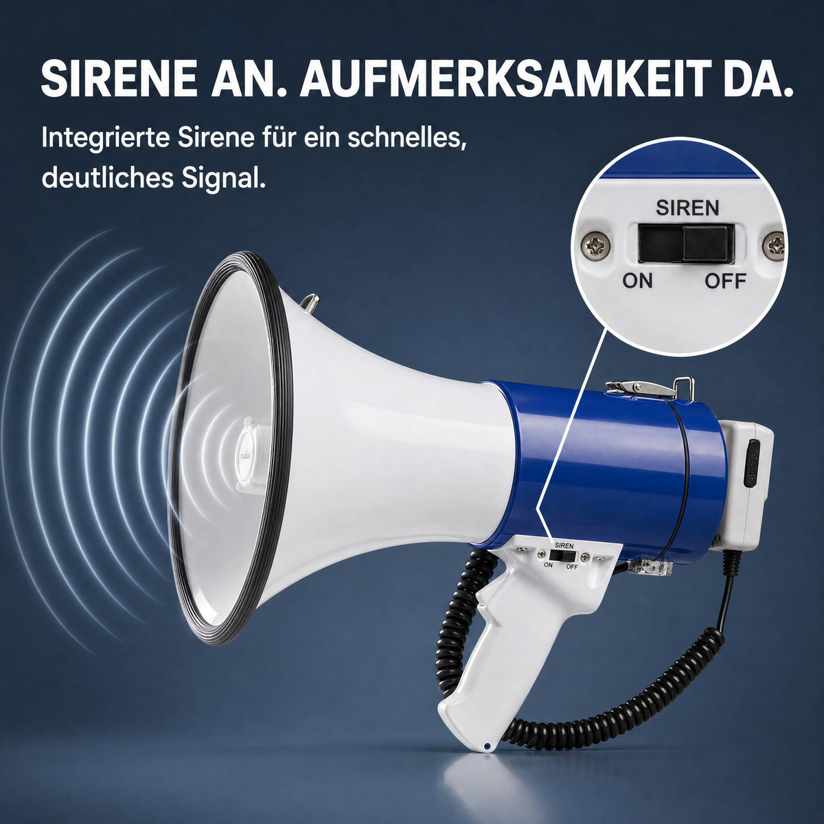 Nedis Megafon - Sirenă Poliție, Încurajare Sport, Megafon Copii - albastru-alb - MEPH200WT
