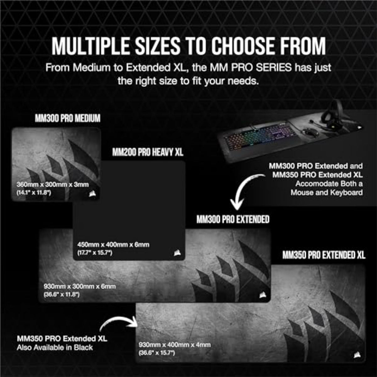 Corsair MM350 PRO Premium-Gaming-Mauspad – Extended XL, Schwarz/Grau - CH-9413771-WW