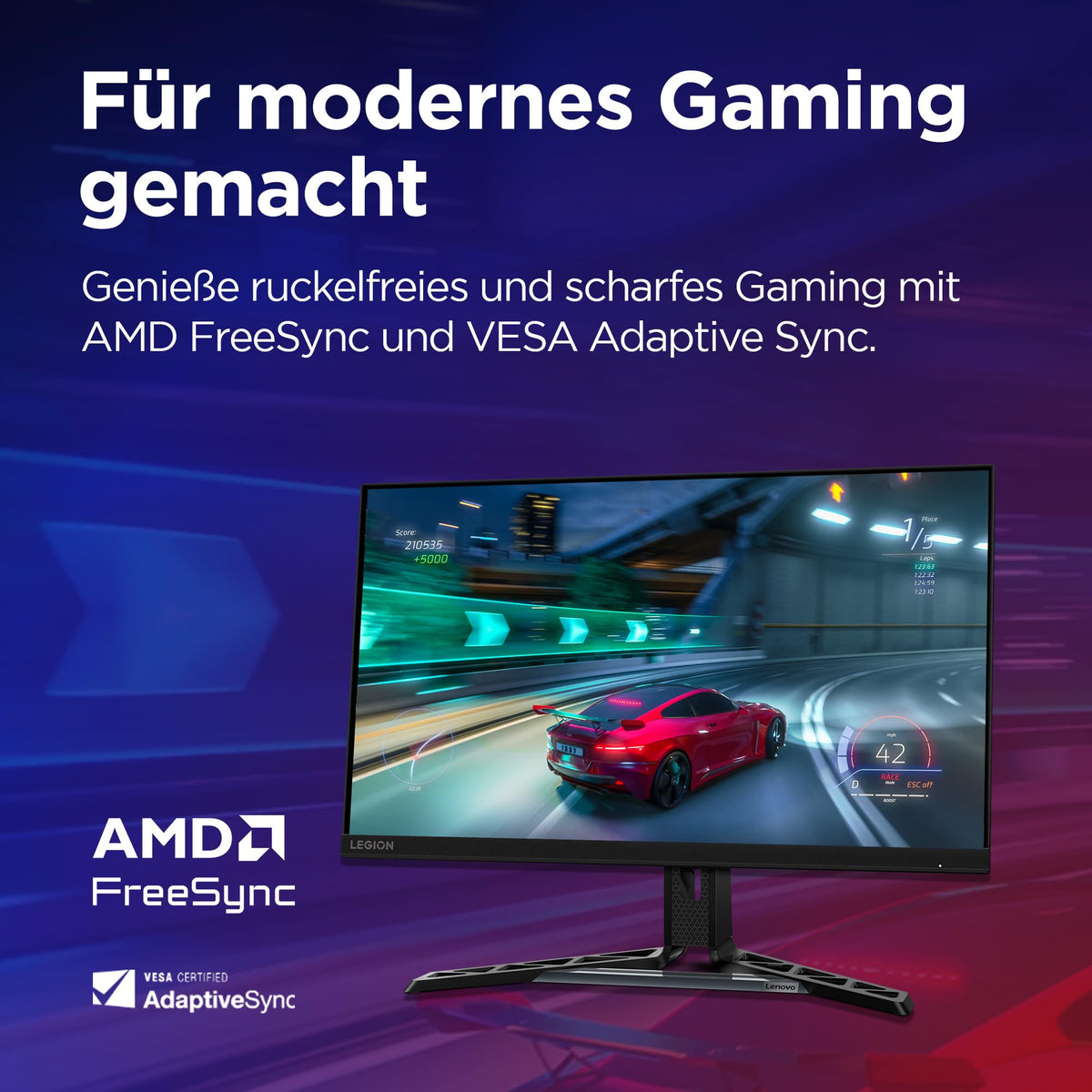 Lenovo Legion R27qe | Monitor de gaming QHD de 27" | 2560x1440 | 180Hz | 450 nits | timp de reacție de 0,5ms | HDMI | DisplayPort | AMD FreeSync | negru - 67C5GAC1EU