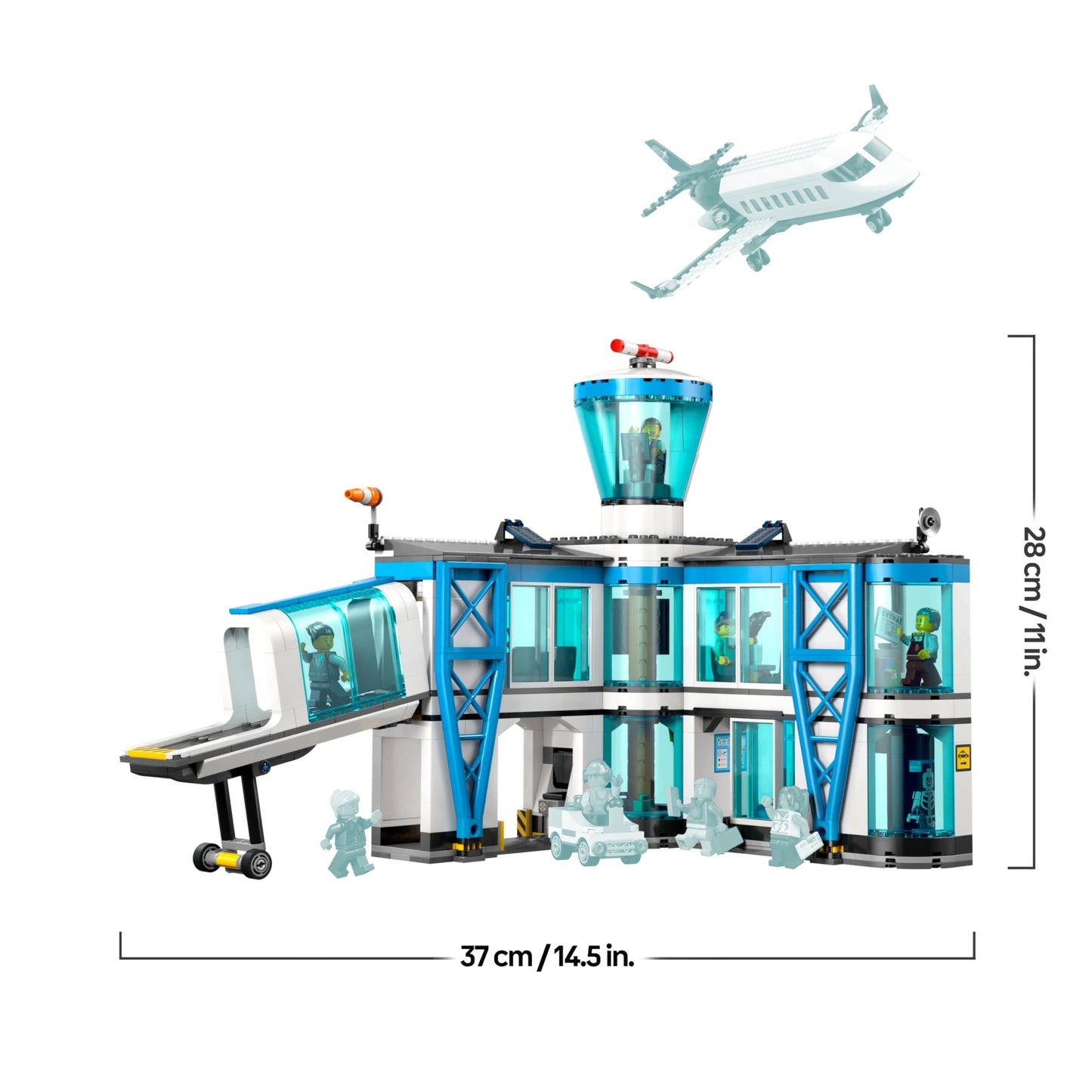 LEGO City Airport with Airplane - Toy Miniature Model Building with Terminal, Airplane, Tow Vehicle, Passenger Bridge, 9 Minifigures & Accessories - Birthday Gift for Boys Ages 8 and Up - 60502