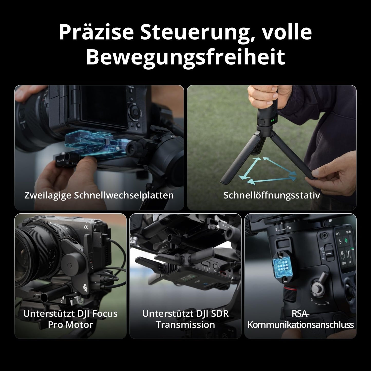 DJI RS 5 Combo, Gimbal Stabilizer for Canon, Sony, Panasonic, Nikon, Fujifilm Cameras, Intelligent Tracking, Electronic Briefcase Handle, Fine Tuning Knobs, New Z-Axis Display - P15C