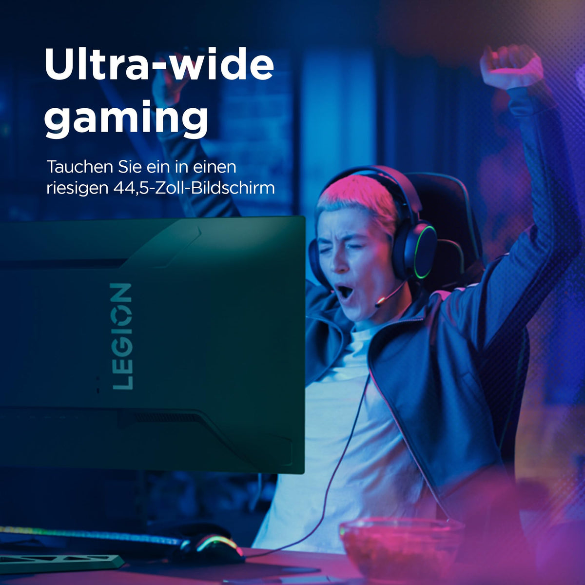 Lenovo R45w-30 Gaming Monitor | 44.5 inches | DQHD | 5120x1440 | 165Hz | 450 nits | 1ms response time | HDMI | DP | AMD Radeon FreeSync | black - 67B1GAC3EU