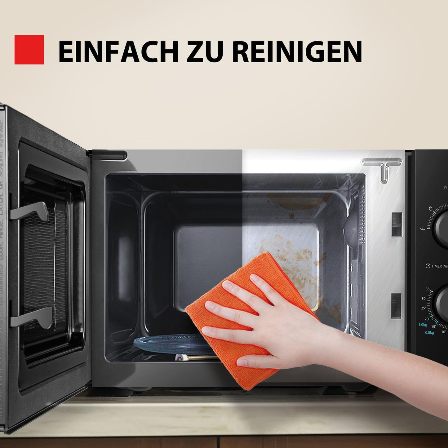 Toshiba MW2-MM20PF(BK) microwave/solo microwave/20L/800W/5 power levels with practical defrost function/LED lighting in the interior/black