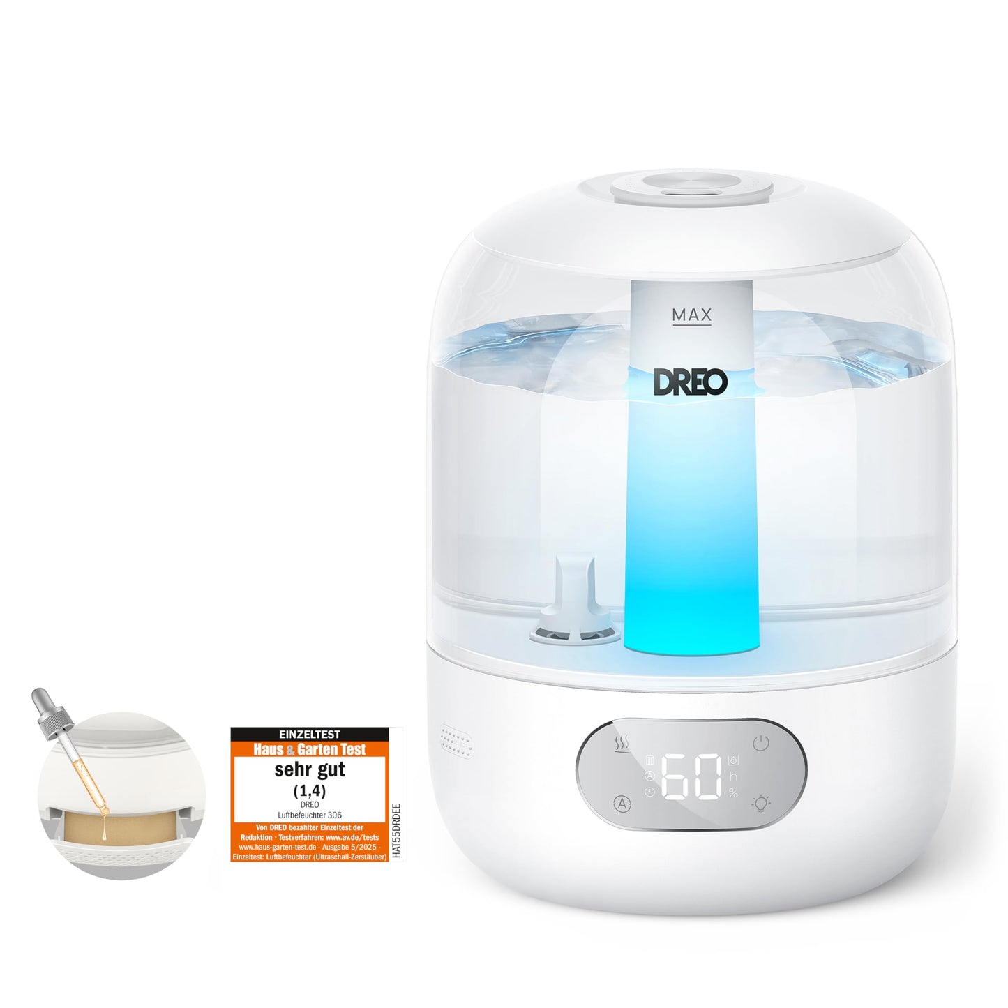 DREO Humidifier for Bedroom, Cool Mist Humidifier for Home and Large Room, Quiet Humidifier for Baby, Night Light, Essential Diffuser, Fast Ultrasonic Humidifier - DR-HHM006