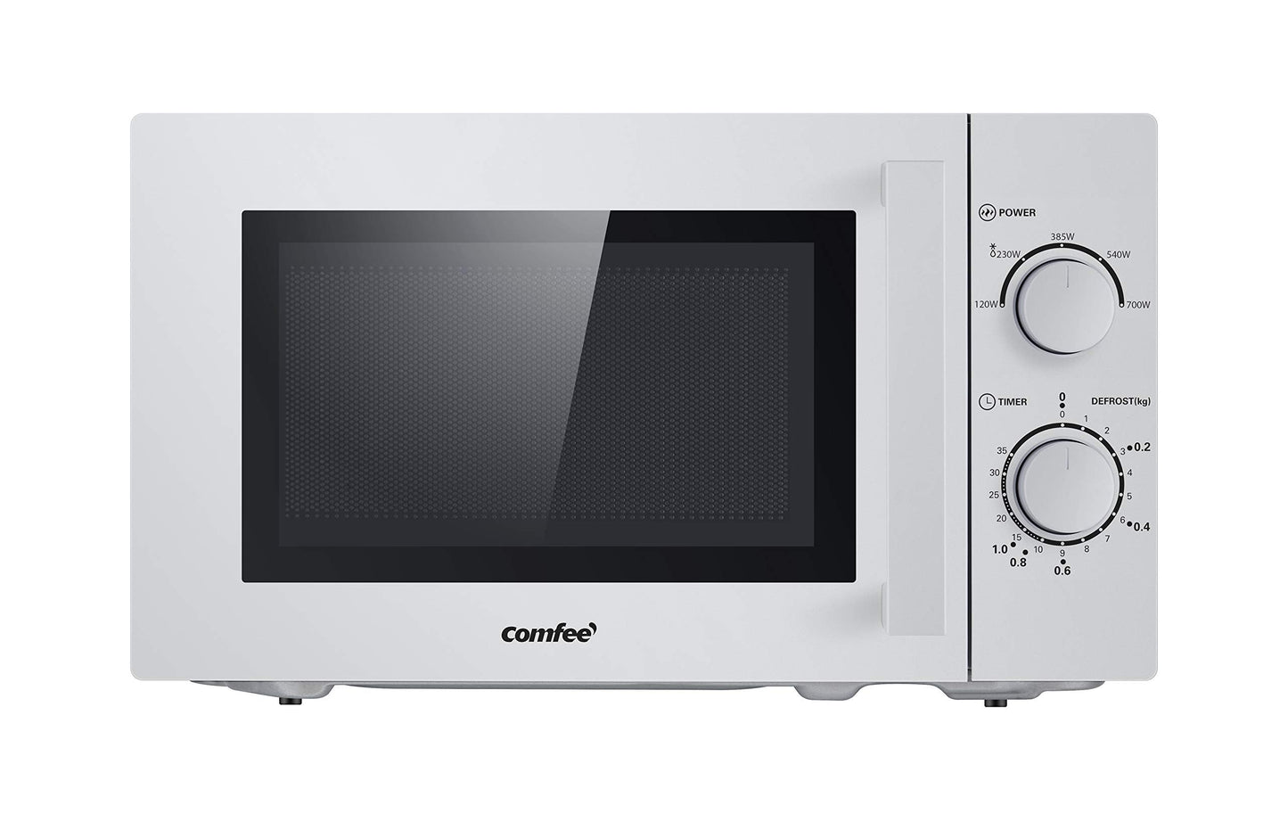 Comfee CMSN 20 si microwave/solo microwave with 5 power levels/interior lighting/easy defrost/360° turntable/two rotary controls/20L/700W/silver