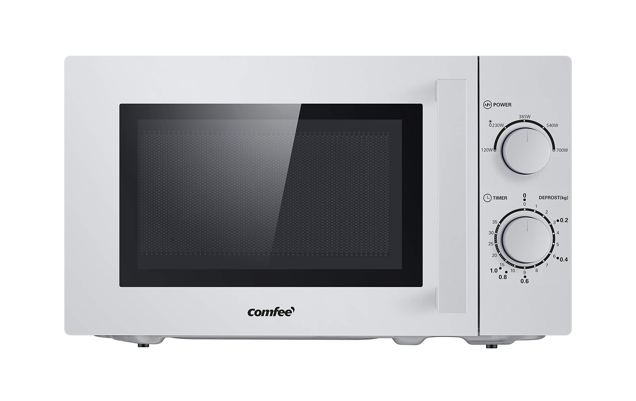 Comfee CMSN 20 si microwave/solo microwave with 5 power levels/interior lighting/easy defrost/360° turntable/two rotary controls/20L/700W/silver
