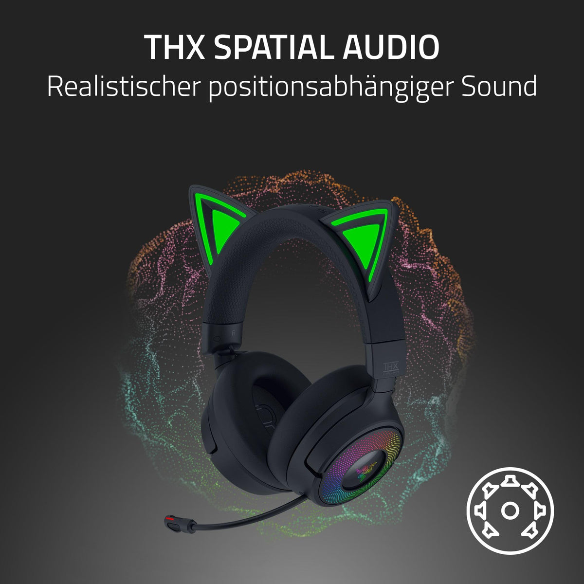 Razer Kraken Kitty V3 Pro - Wireless RGB Kitty Headset for Gaming - Reactive Streaming Cat Ears - Triforce 40mm Drivers - Hyperspeed Wireless & Bluetooth - THX Spatial Audio | Black - RZ04-05170300-R3M1