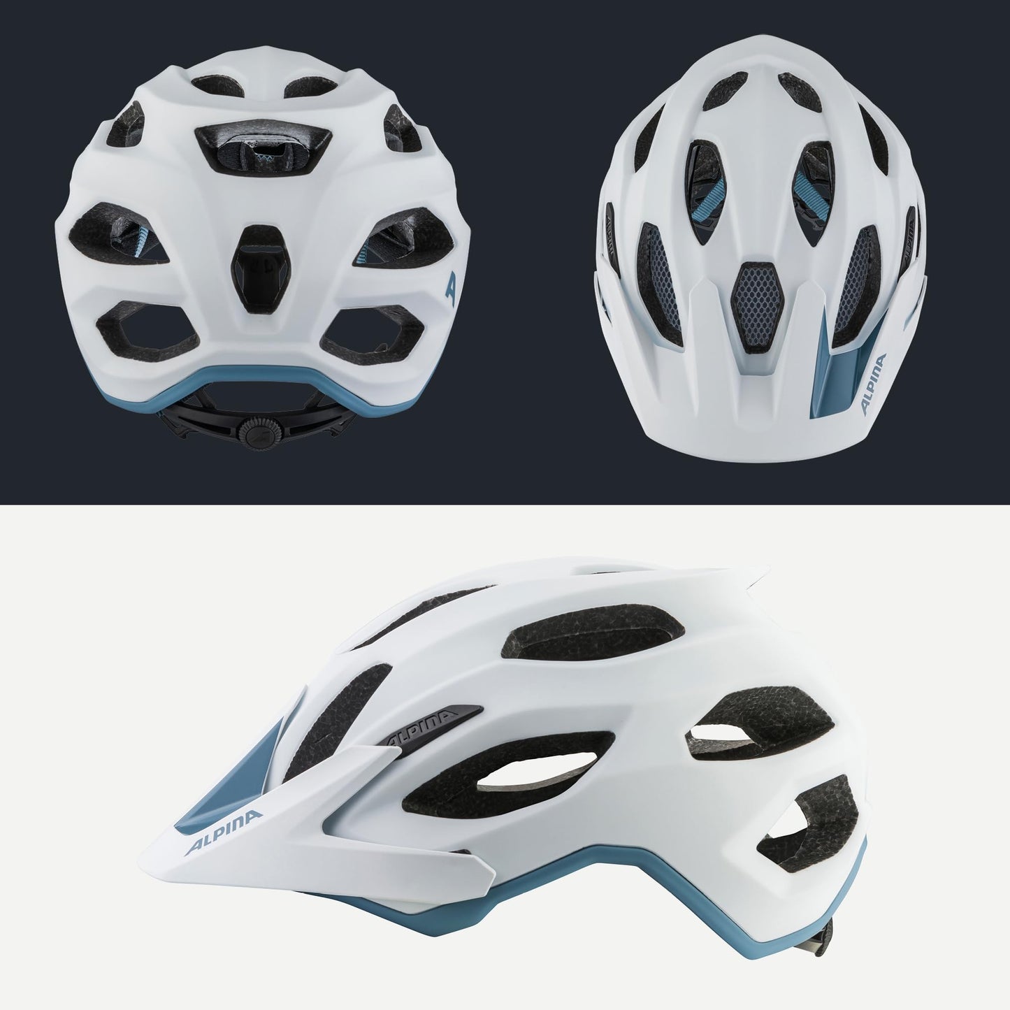 ALPINA Carapax 2.0 MTB bicycle helmet, White Pebble Blue matt, 52-57 cm - A9725