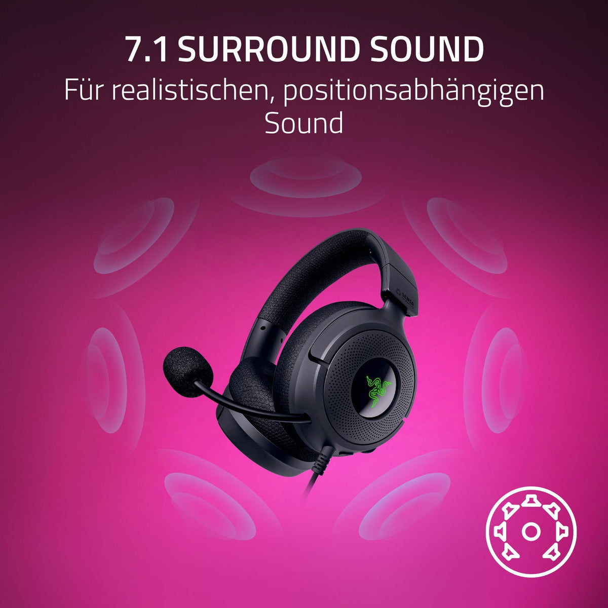 Razer Kraken V4 X Sensa HD Haptics - Căști de gaming cu fir și haptică HD - Driveri Triforce de 40 mm - Microfon HyperClear cu caracteristică cardioidă - Sunet surround 7.1 - RZ04-05730100-R3M1