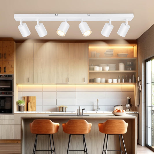 Dehobo LED ceiling spotlight 6 bulbs GU10 swiveling ceiling lamp white - GU10-6