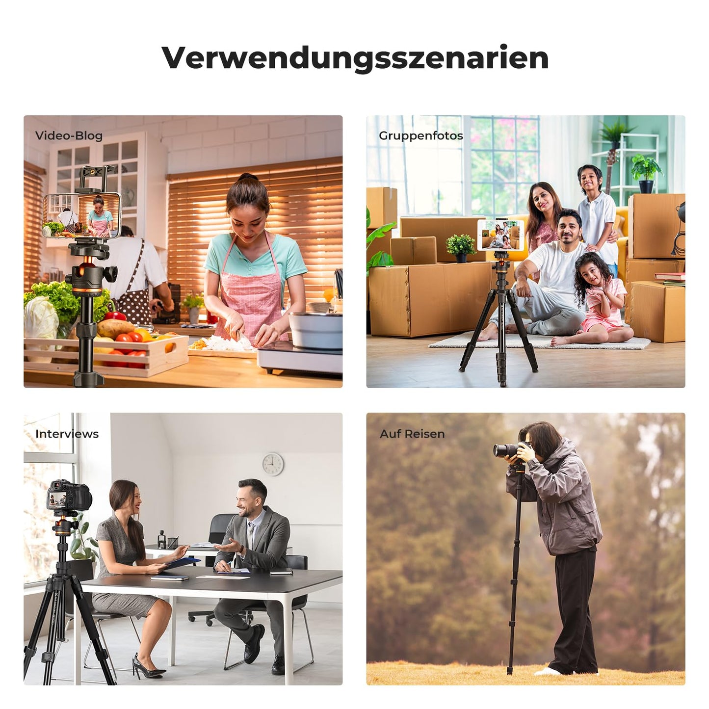 K&F CONCEPT camera tripod, black-orange, 192cm - O275A5+BH-36