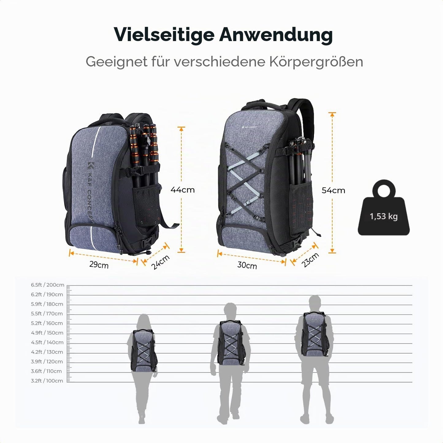 K&F CONCEPT Photo Backpack Large Camera Backpack 30L Waterproof Camera Backpack with Rain Cover for DSLR SLR SLR Cameras Tripods 16 Inch Laptop - KF13.178