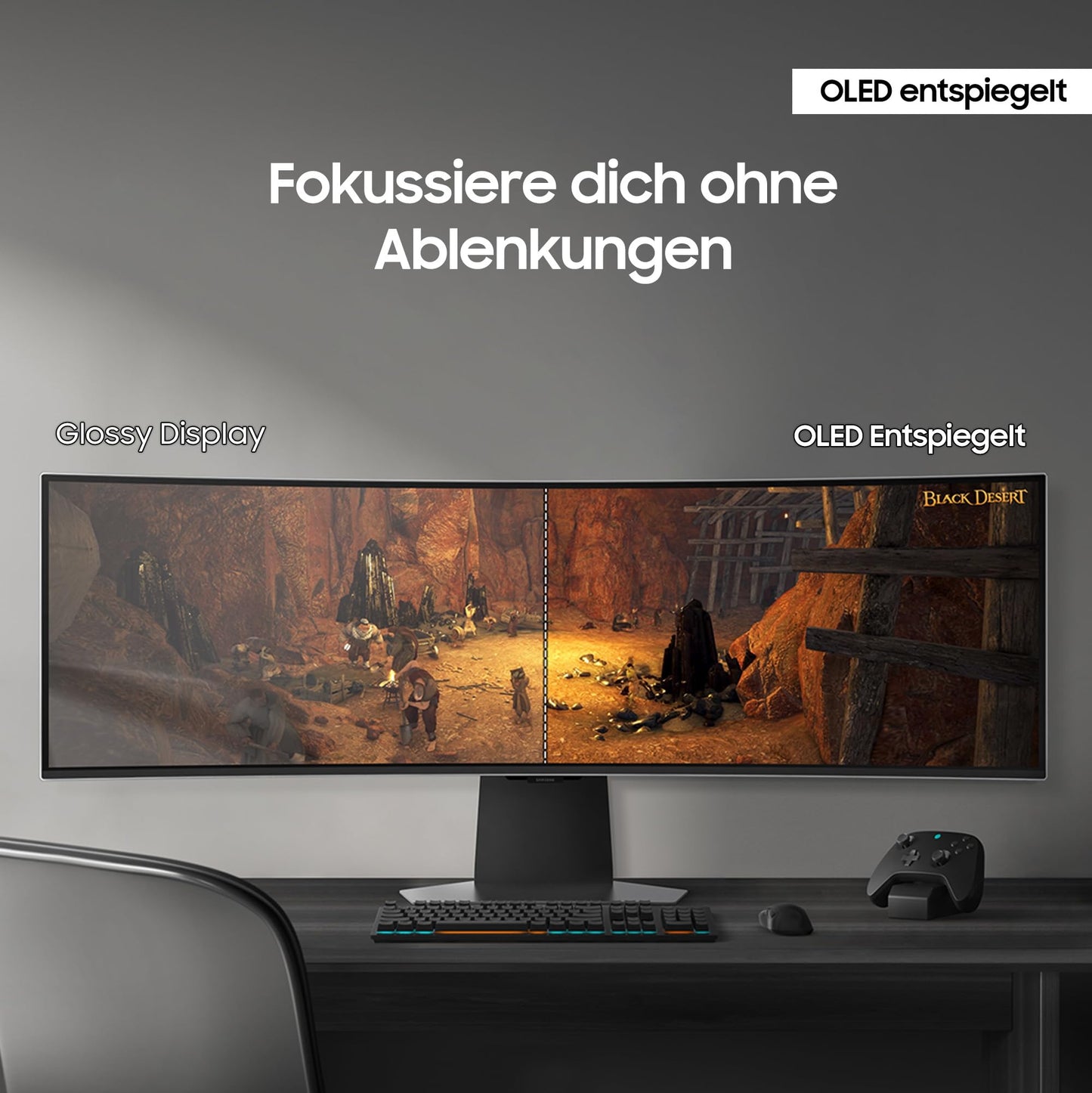Samsung 49 inch Odyssey OLED G9 G95SD, DQHD (5,120 x 1,440), gaming monitor, PC screen, 240 Hz, OLED glare free, 0.03 ms response time, gaming hub, LS49DG954SUXEN