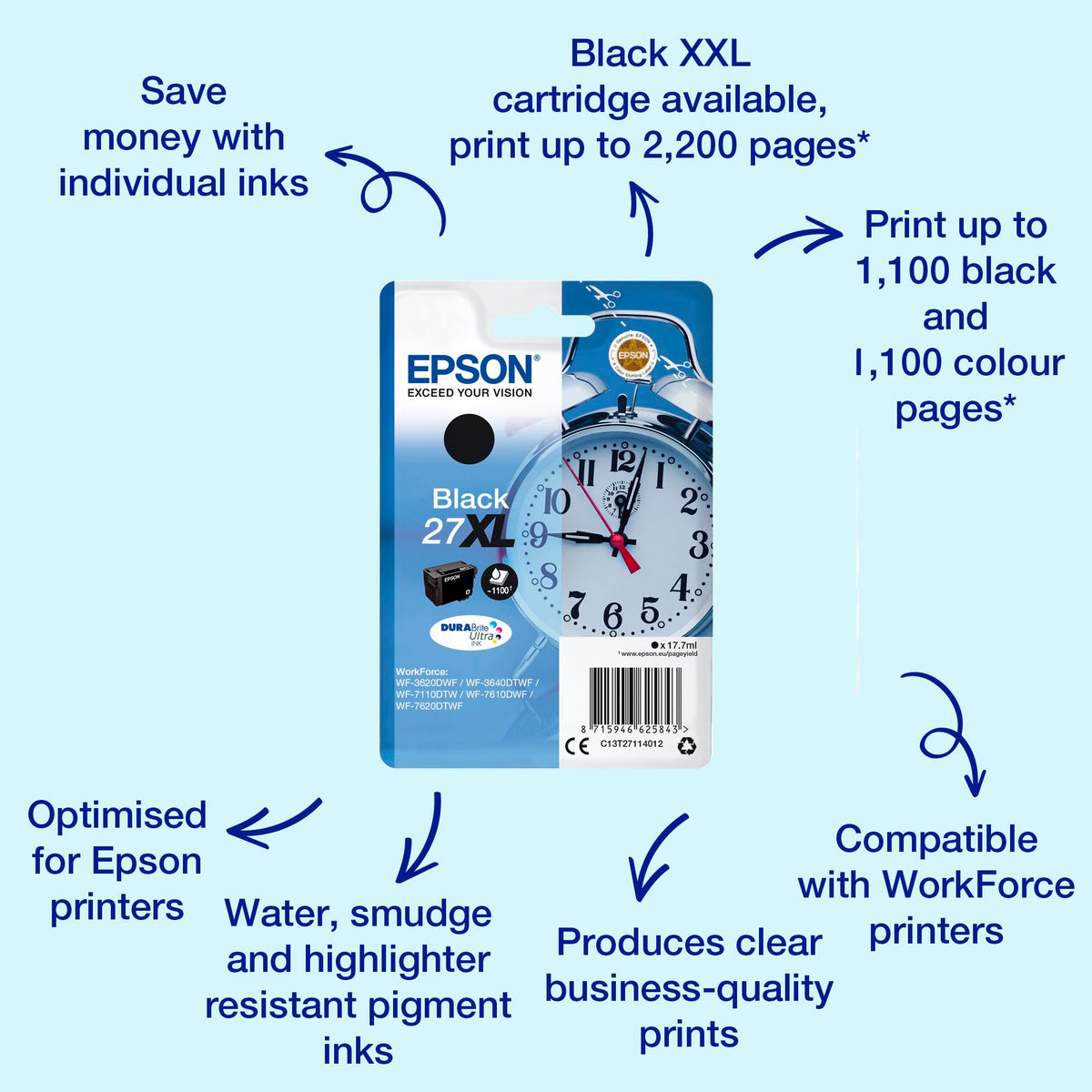 Epson Tinte T2711, 27 Original C13T27114012, Negru, XL