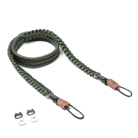 C-Rope camera strap THE TRAVELER hand-braided from paracord, shoulder strap with quick release, 100cm, olive - CRP-TRL-100-OLV