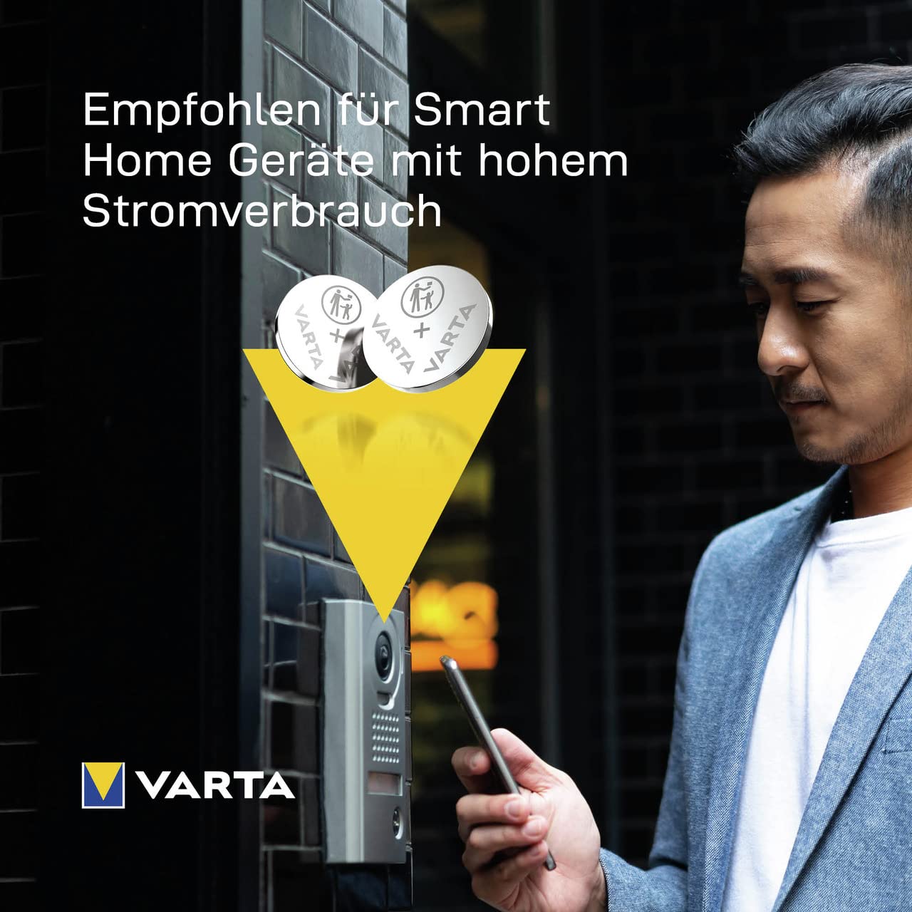 VARTA batteries button cells CR2032, 50 pieces, power on demand, lithium, 3V, safety-sealed packaging, for smart home devices, car keys and other applications - 6032101401