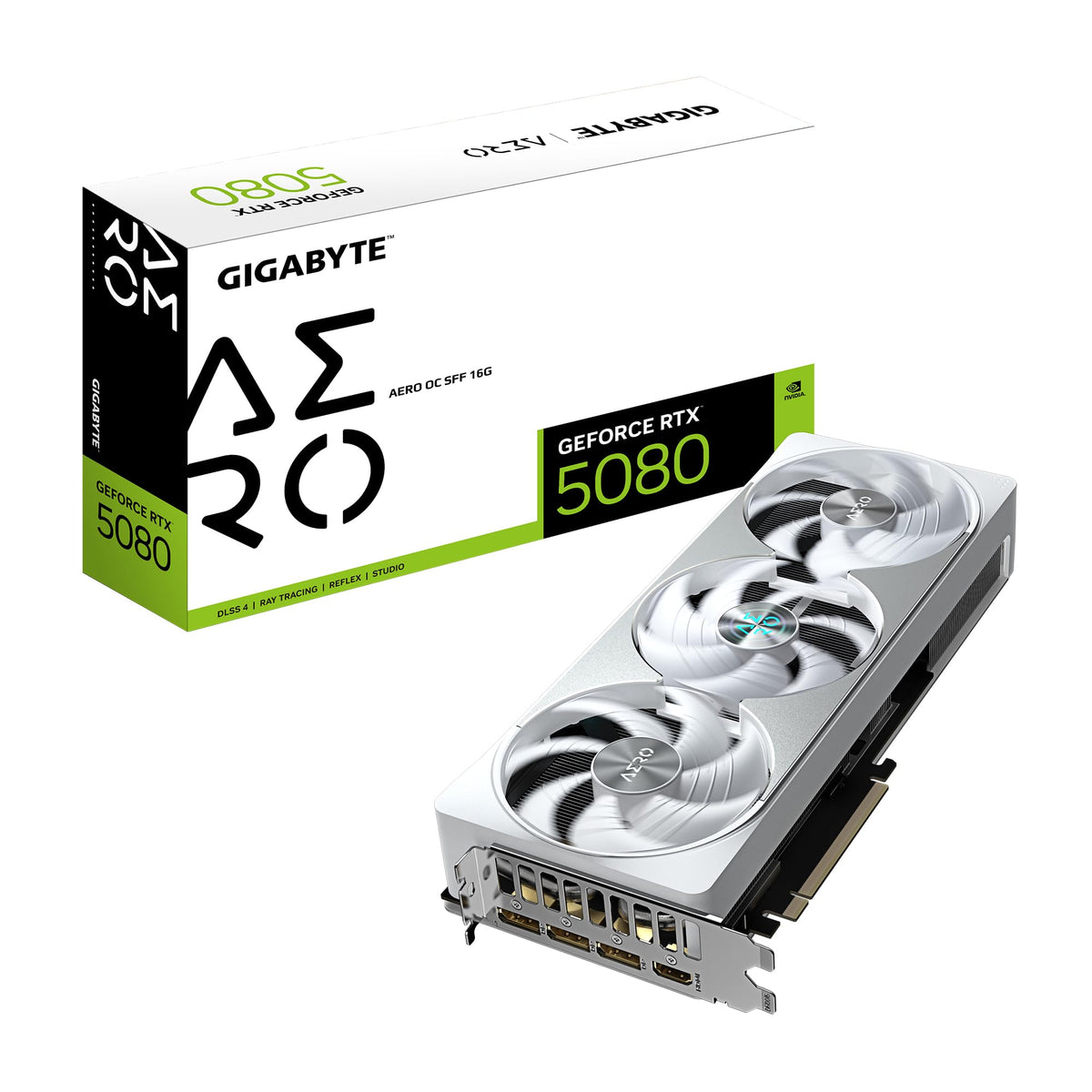 Gigabyte GeForce RTX 5080 AERO OC SFF 16G Graphics Card - 16 GB GDDR7, 256 Bit, PCI-E 5.0, 2730MHz Core Clock, 3 x DisplayPort, 1 x HDMI, GV-N5080AERO OC-16GD