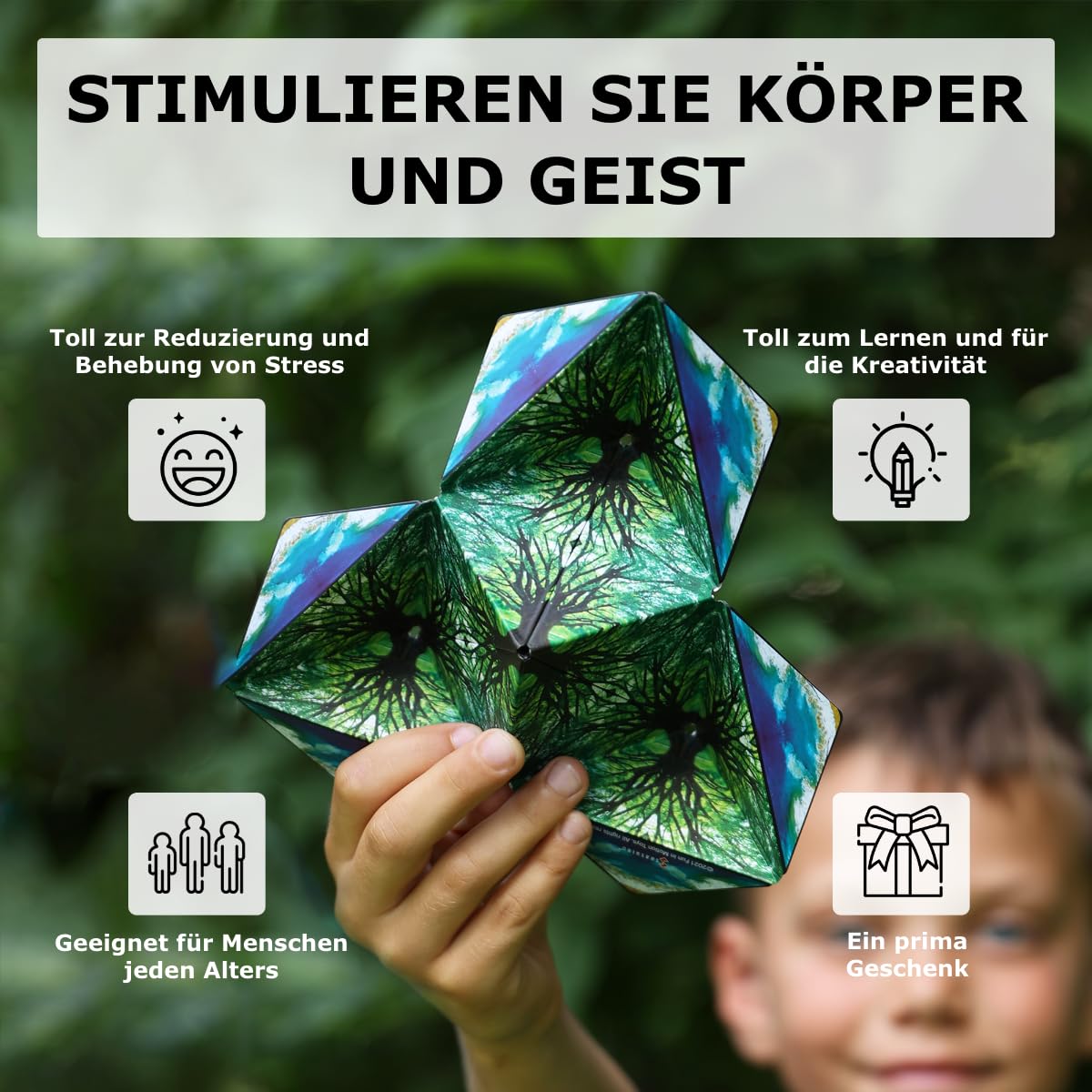 Shashibo Shape Changing Box - Award-winning, patented fidget cube with 36 rare earth magnets - transforms into over 100 shapes (chaos) - Chaos