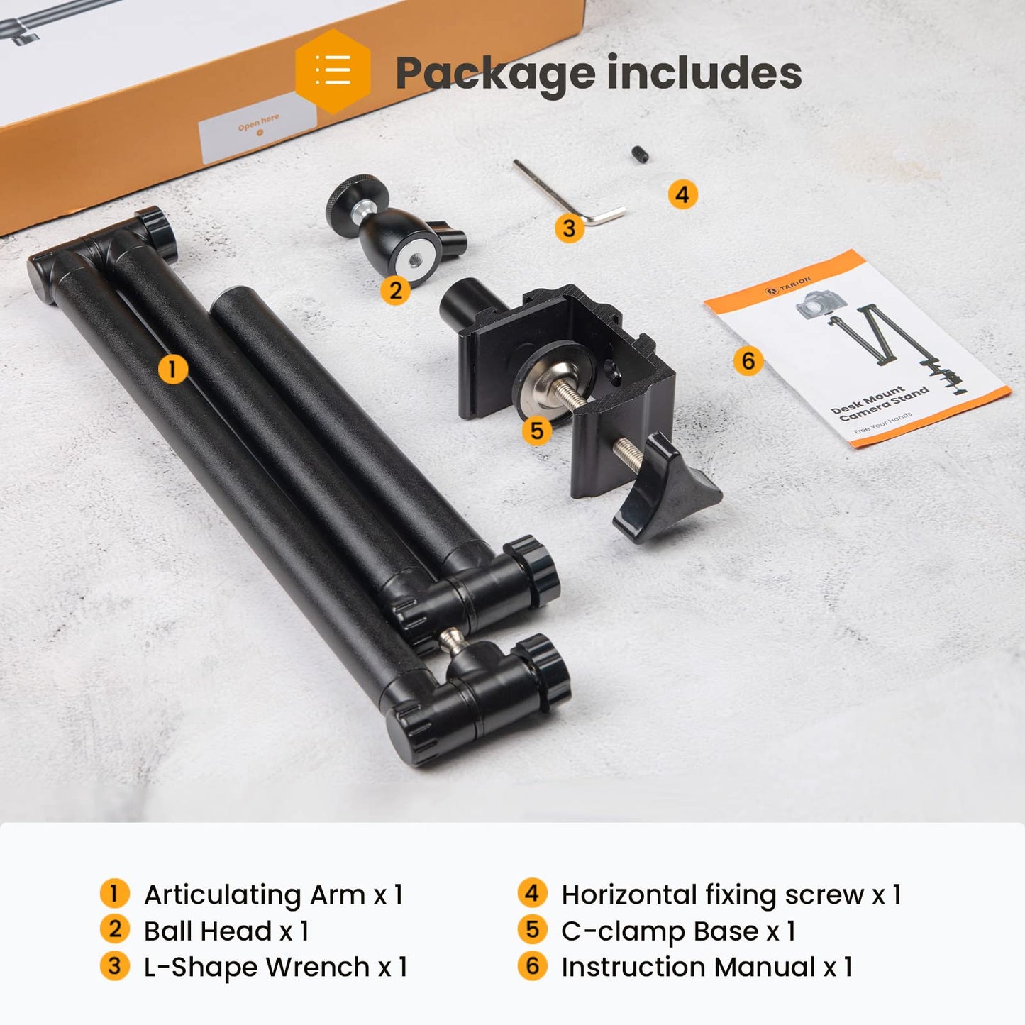 TARION Overhead Tripod Camera Table Tripod Clamp Tripod Flexible Articulated Arm Table Mount with 3/8'' Thread and 3/8'' to 1/4'' Screw Adapter for DSLR Cameras Ring Light Projector (M(TKB01)) - NATRN0003