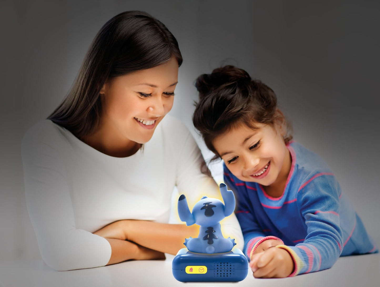 Lexibook, Disney Stitch, Night Alarm Clock, Sounds and Melodies, Backlit LCD Display, Illuminated, Snooze Function, Blue, RL800D
