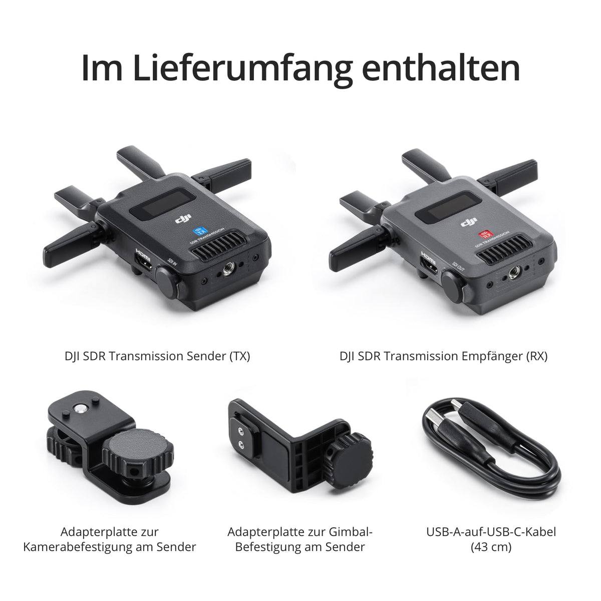 DJI SDR Transmission Combo, 3 km 1080p/60fps SDR wireless video transmission, transmitter & receiver, stable & anti-interference, strong penetration, high bitrate, USB-C monitoring - 6941565984012