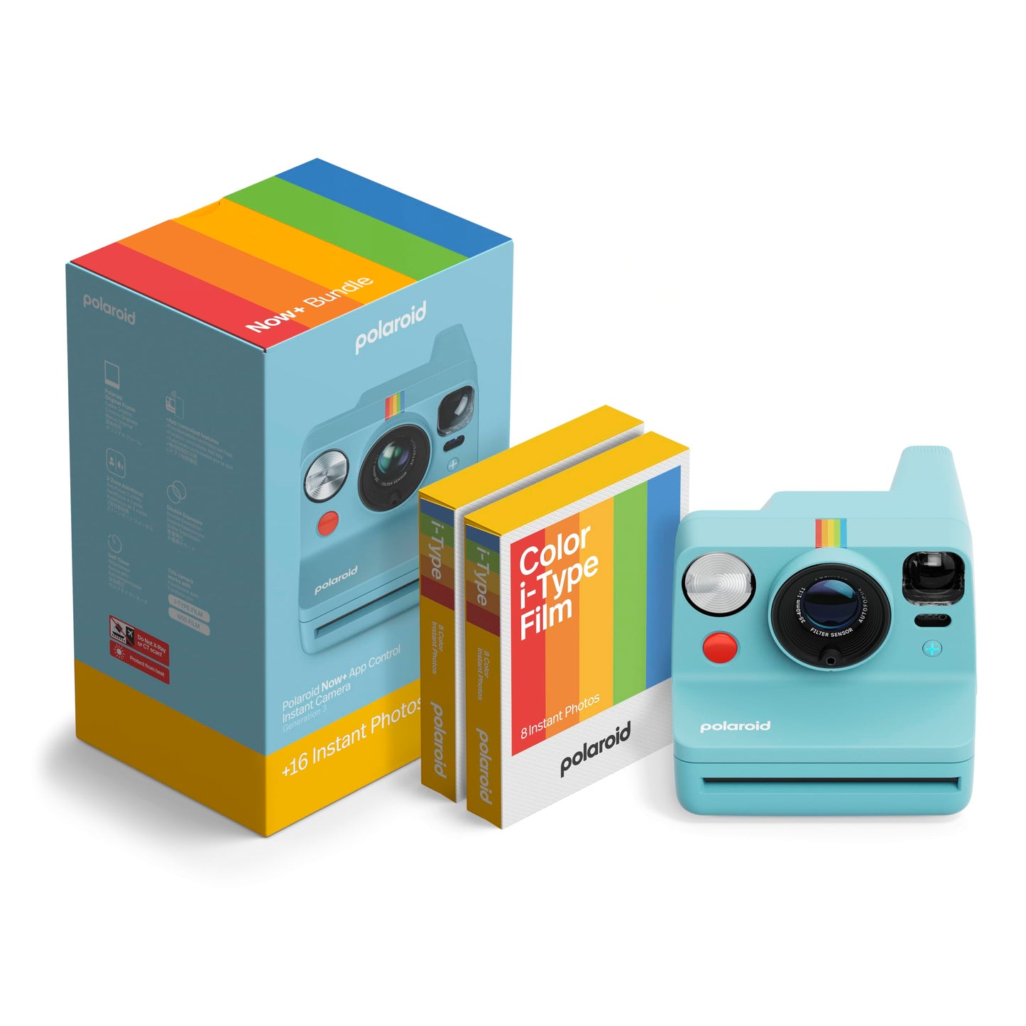 Polaroid - Instant Camera - Now+ Gen3 - Artic Blue + Color Film Bundle (16 Photos) - 6645
