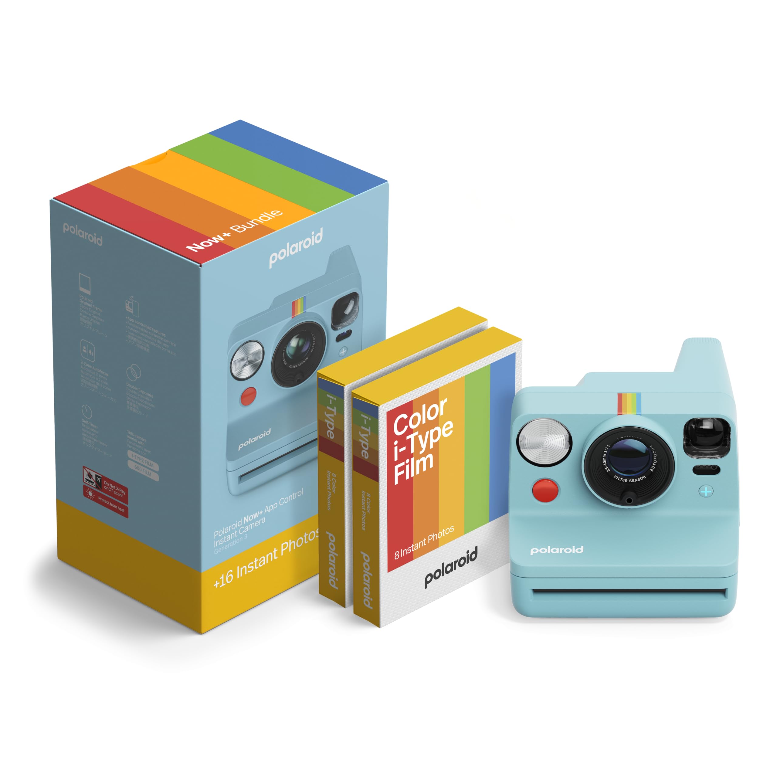Polaroid - Instant Camera - Now+ Gen3 - Artic Blue + Color Film Bundle (16 Photos) - 6645