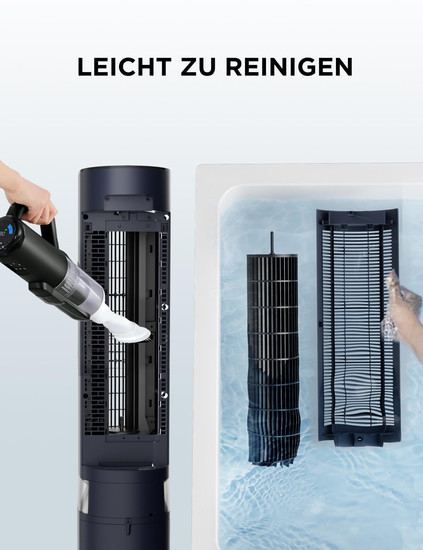 Midea Sensicool air cooler with 7L water cooling | Mobile air conditioning without exhaust hose | Fan with water cooling | 2000m³/h evaporative cooler, 6 speeds, touch display (blue) - MCF23XRB_1