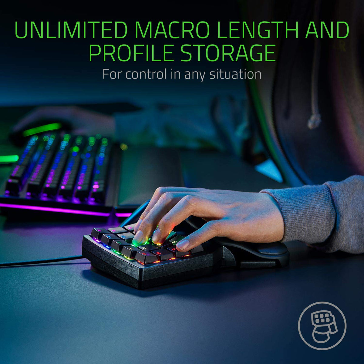 Razer Tartarus Pro - Gaming Keypad (Gamepad with analog-optical keys, 32 programmable keys, adjustable actuation point, profiles, wrist rest, Rapid Trigger) Black - RZ07-03110100-R3M1
