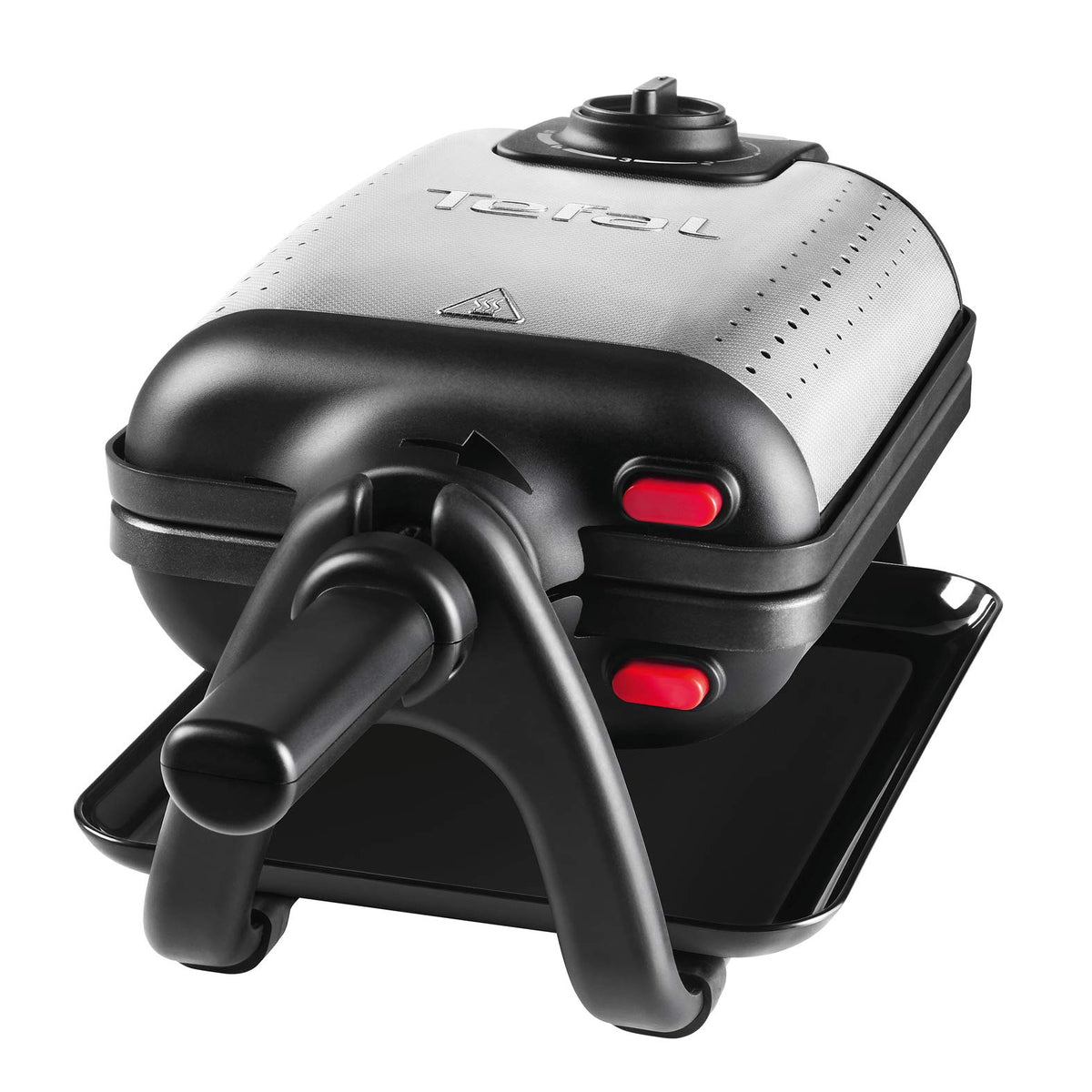 Tefal King Size Waffeleisen WM756D, aparat de făcut vafe dublu pentru 2 vafe belgiene, funcție de rotire, plăci cu strat antiaderent, vafe groase, regulator de temperatură, curățare ușoară, 120W, 1L [Clasa energetică A+]